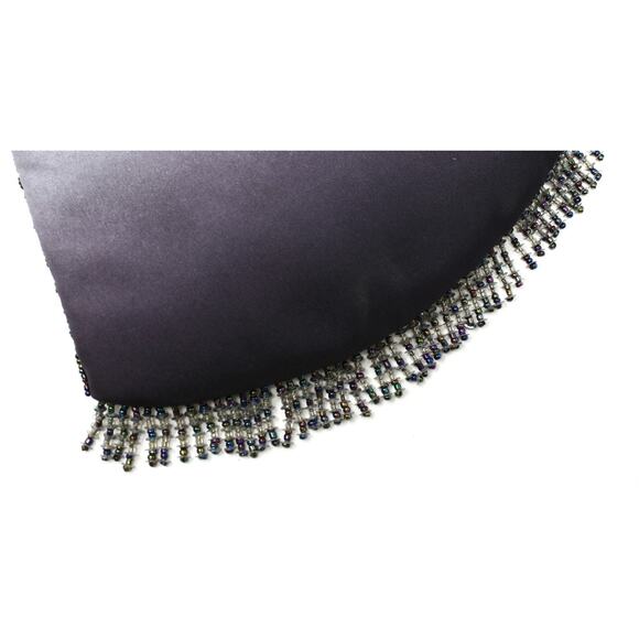 Beaded Gray to Black Ombre Evening Bag w Chain Handle and Bead Fringe - Hey Viv - Picture 4 of 6